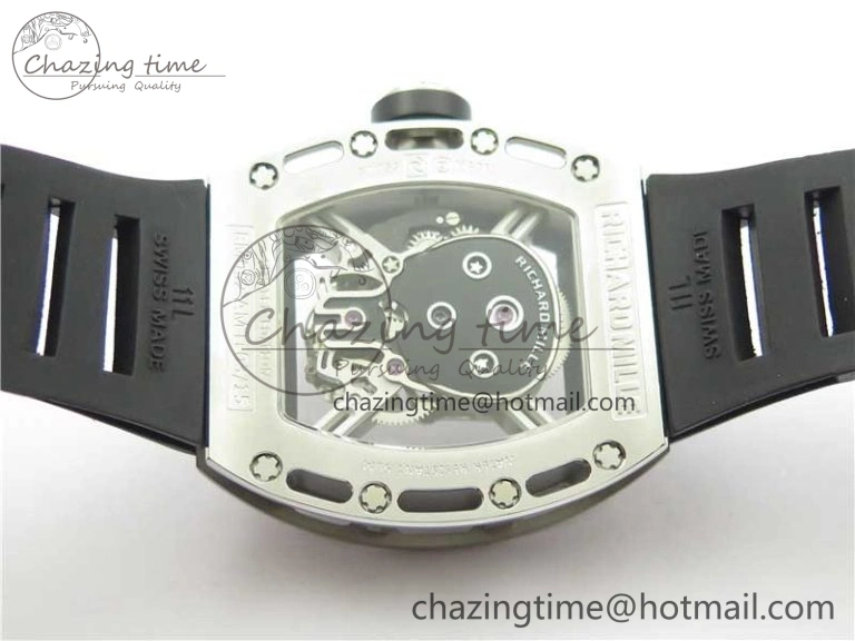 RM052 Skull Titanium Real Tourbillon JBF 1:1 Best Edition Skull Dial on Black Rubber Strap