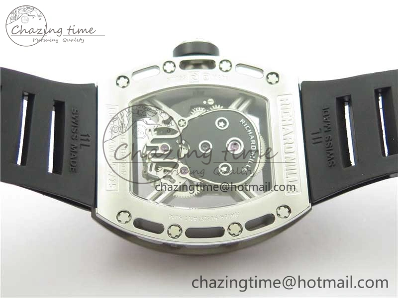 RM052 Skull Titanium Real Tourbillon JBF 1:1 Best Edition Skull Dial on Black Rubber Strap
