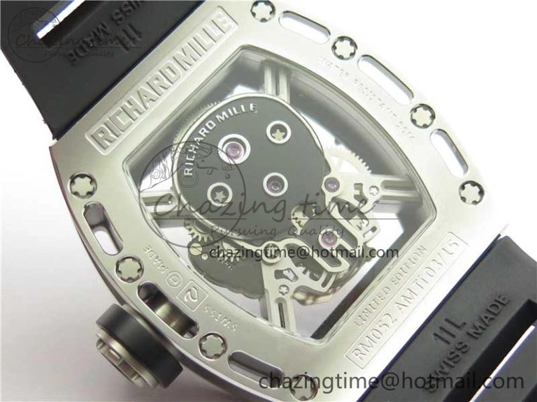 RM052 Skull Titanium Real Tourbillon JBF 1:1 Best Edition Skull Dial on Black Rubber Strap
