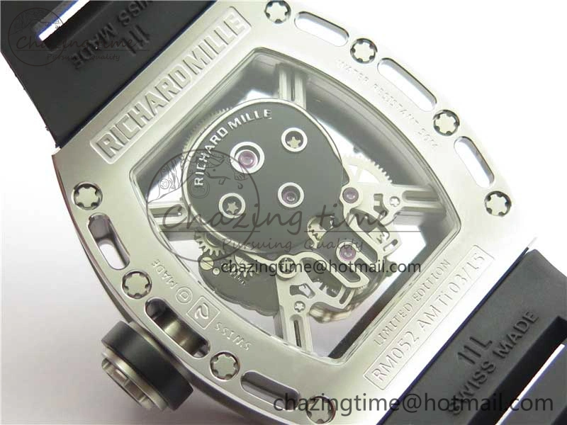 RM052 Skull Titanium Real Tourbillon JBF 1:1 Best Edition Skull Dial on Black Rubber Strap