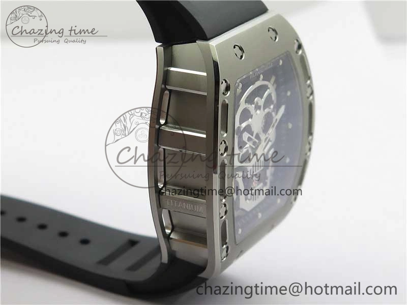 RM052 Skull Titanium Real Tourbillon JBF 1:1 Best Edition Skull Dial on Black Rubber Strap