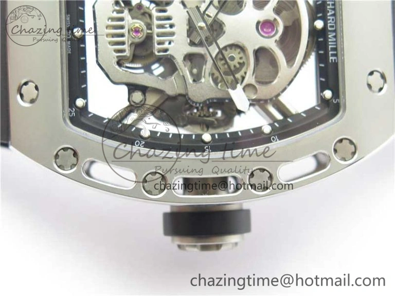 RM052 Skull Titanium Real Tourbillon JBF 1:1 Best Edition Skull Dial on Black Rubber Strap
