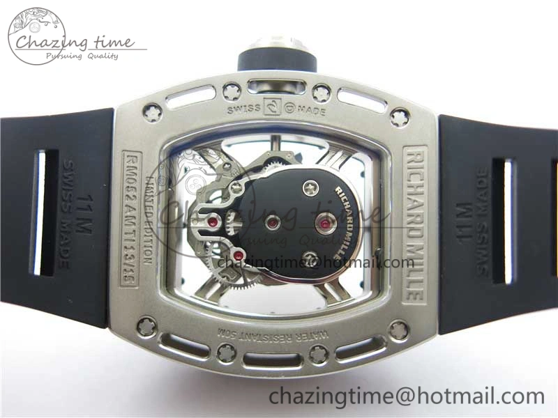 RM052 Skull Titanium ZF 1:1 Best Edition Skeleton Dial on Black Rubber Strap NH05A