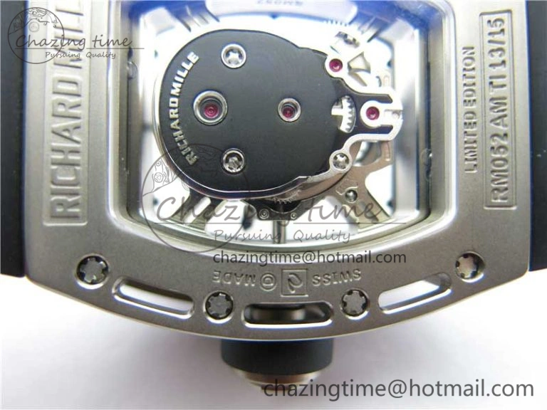 RM052 Skull Titanium ZF 1:1 Best Edition Skeleton Dial on Black Rubber Strap NH05A