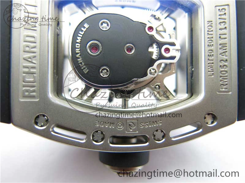 RM052 Skull Titanium ZF 1:1 Best Edition Skeleton Dial on Black Rubber Strap NH05A