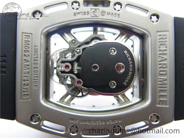 RM052 Skull Titanium ZF 1:1 Best Edition Skeleton Dial on Black Rubber Strap NH05A
