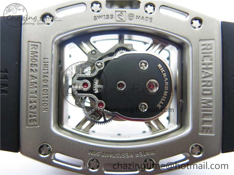 RM052 Skull Titanium ZF 1:1 Best Edition Skeleton Dial on Black Rubber Strap NH05A