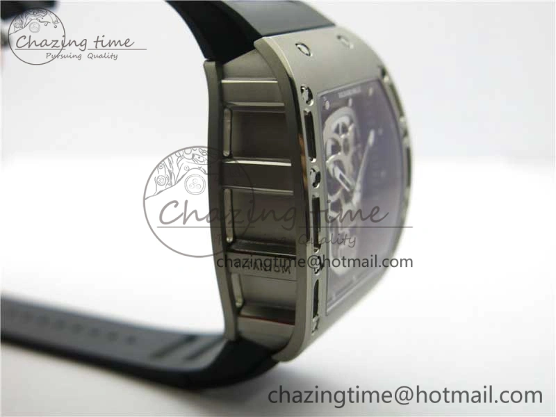 RM052 Skull Titanium ZF 1:1 Best Edition Skeleton Dial on Black Rubber Strap NH05A
