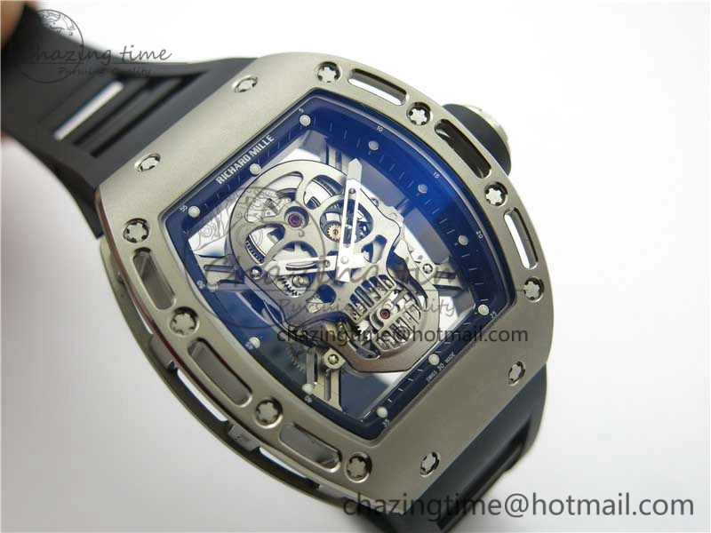 RM052 Skull Titanium ZF 1:1 Best Edition Skeleton Dial on Black Rubber Strap NH05A