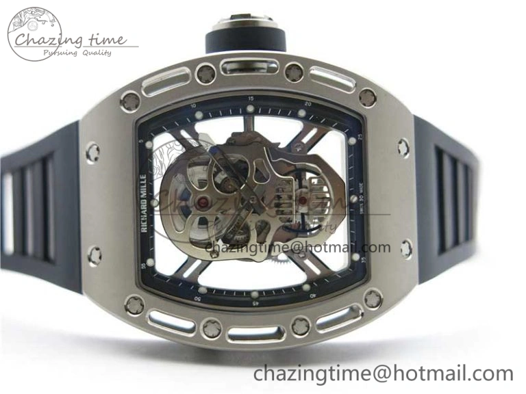RM052 Skull Titanium ZF 1:1 Best Edition Skeleton Dial on Black Rubber Strap NH05A