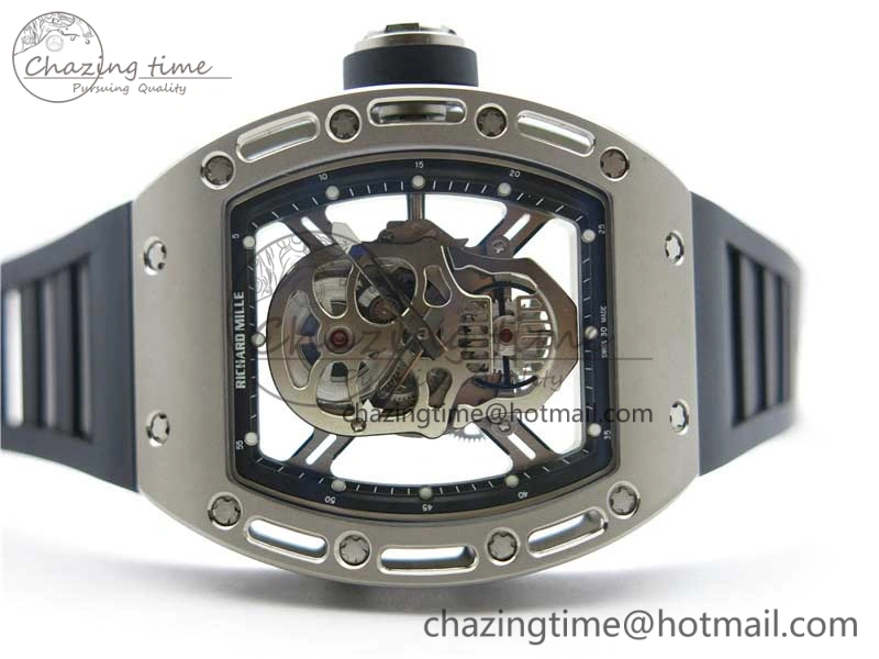 RM052 Skull Titanium ZF 1:1 Best Edition Skeleton Dial on Black Rubber Strap NH05A