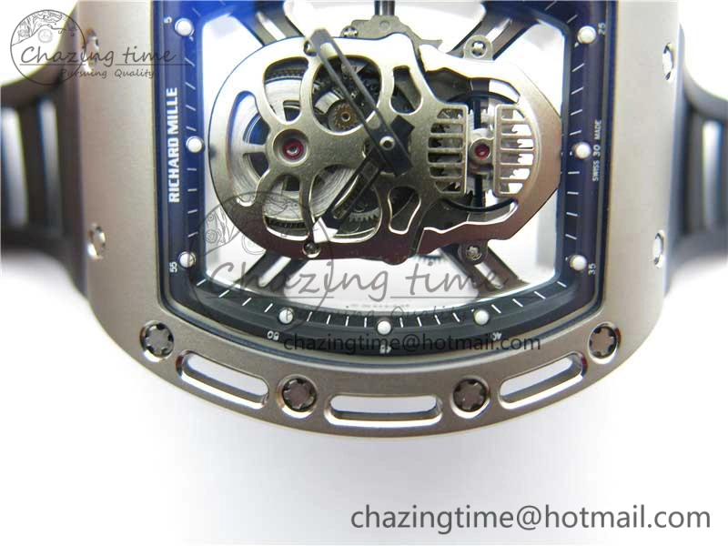 RM052 Skull Titanium ZF 1:1 Best Edition Skeleton Dial on Black Rubber Strap NH05A