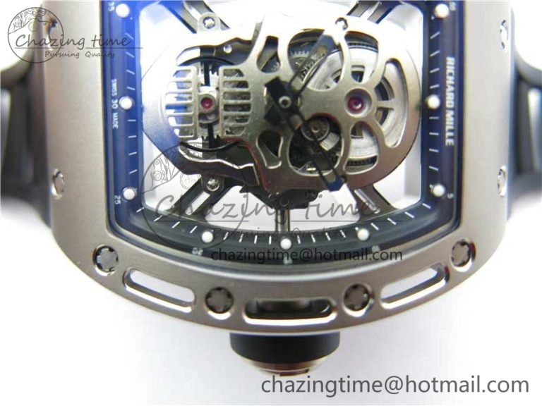 RM052 Skull Titanium ZF 1:1 Best Edition Skeleton Dial on Black Rubber Strap NH05A