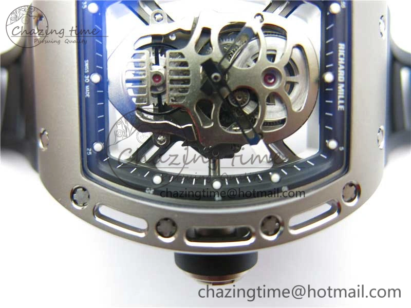 RM052 Skull Titanium ZF 1:1 Best Edition Skeleton Dial on Black Rubber Strap NH05A