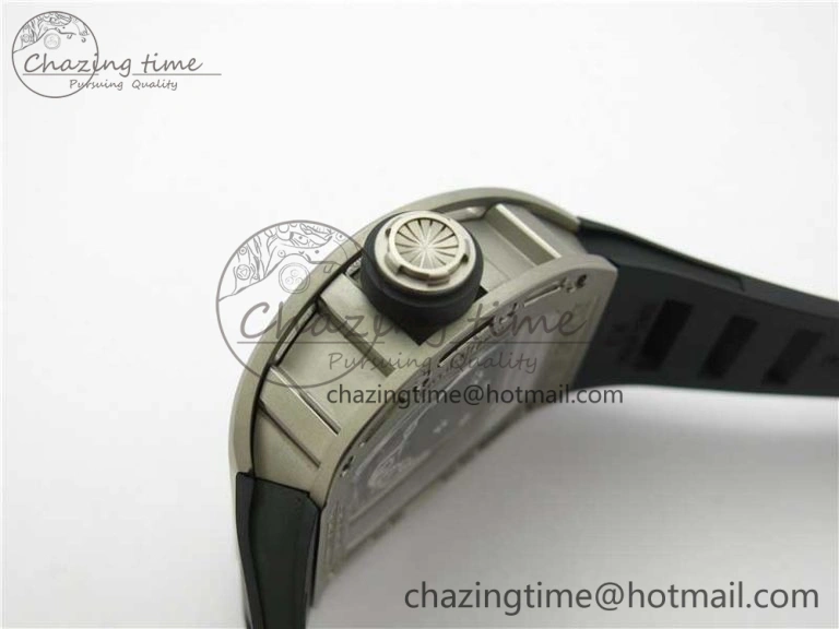 RM052 Skull Titanium ZF 1:1 Best Edition Skeleton Dial on Black Rubber Strap NH05A