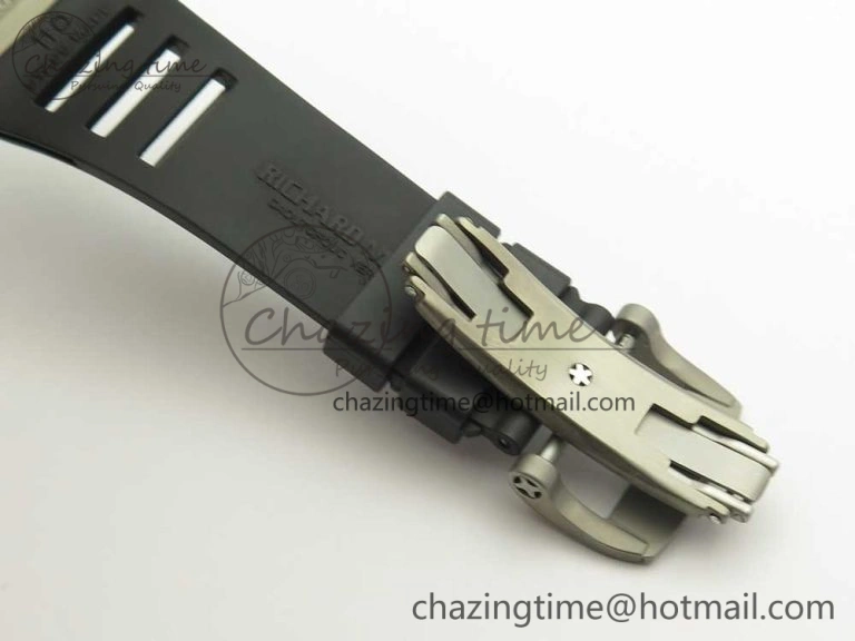 RM052 Titanium Real Tourbillon EURF Best Edition Skeleton Skull Dial on Black Rubber Strap