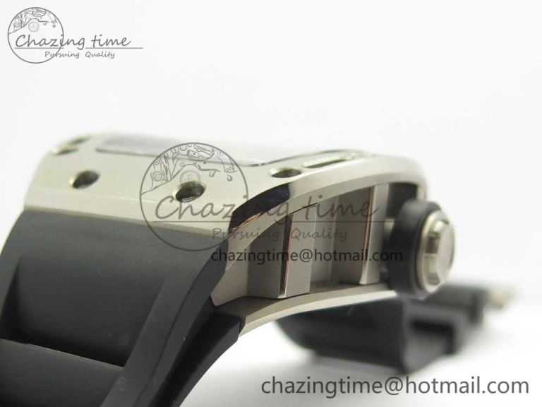 RM052 Titanium Real Tourbillon EURF Best Edition Skeleton Skull Dial on Black Rubber Strap