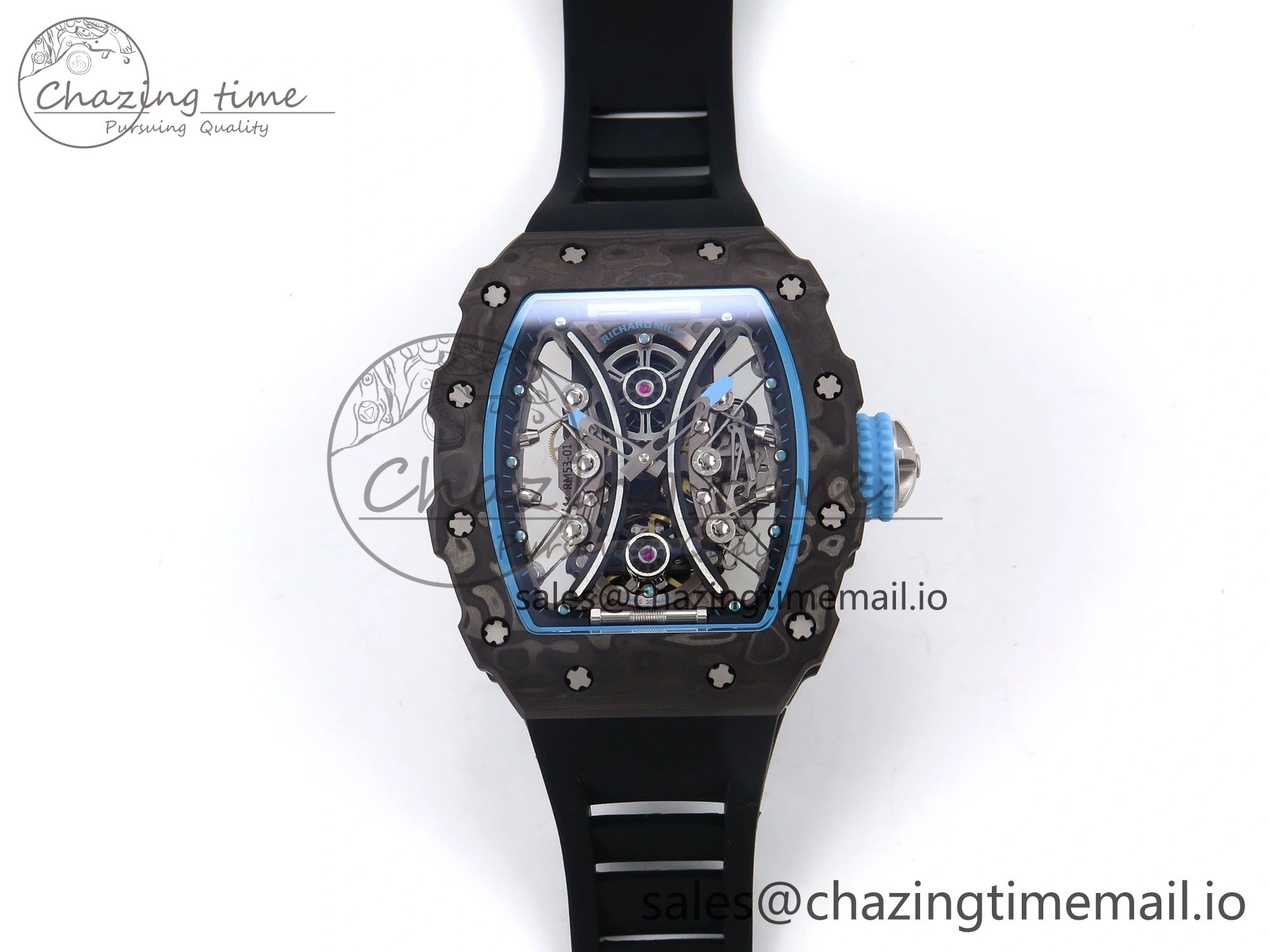 RM053-01 Real Forge Carbon JBF Best Edition Skeleton Dial on Black Rubber Strap Asian Movement