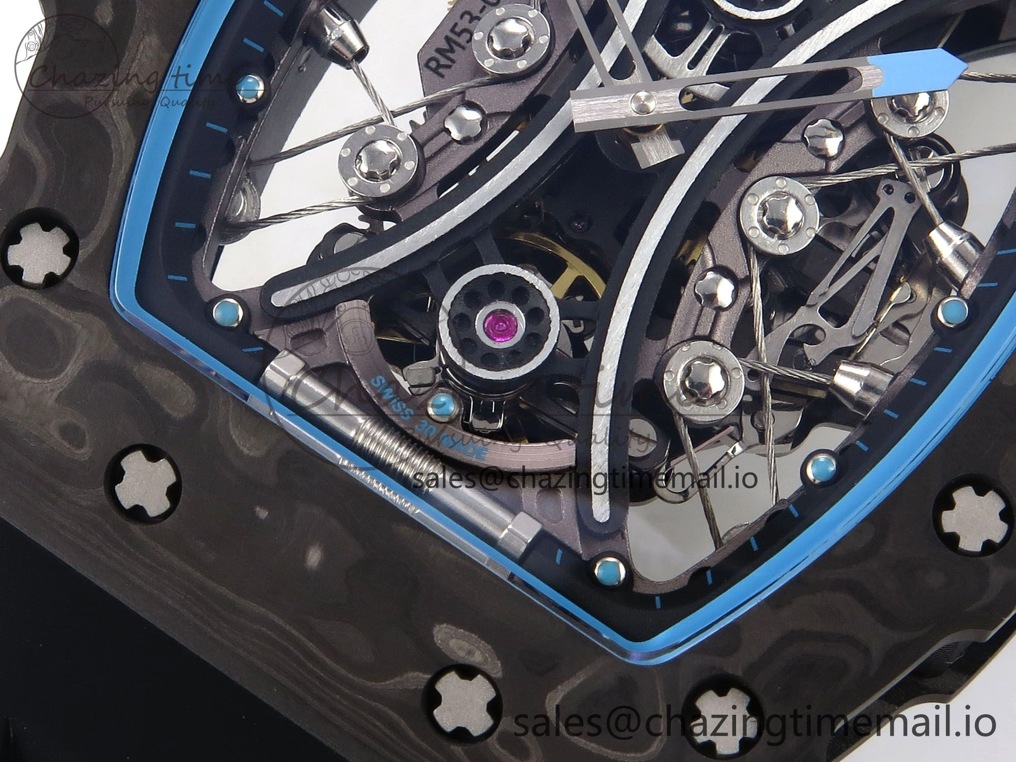 RM053-01 Real Forge Carbon JBF Best Edition Skeleton Dial on Black Rubber Strap Asian Movement