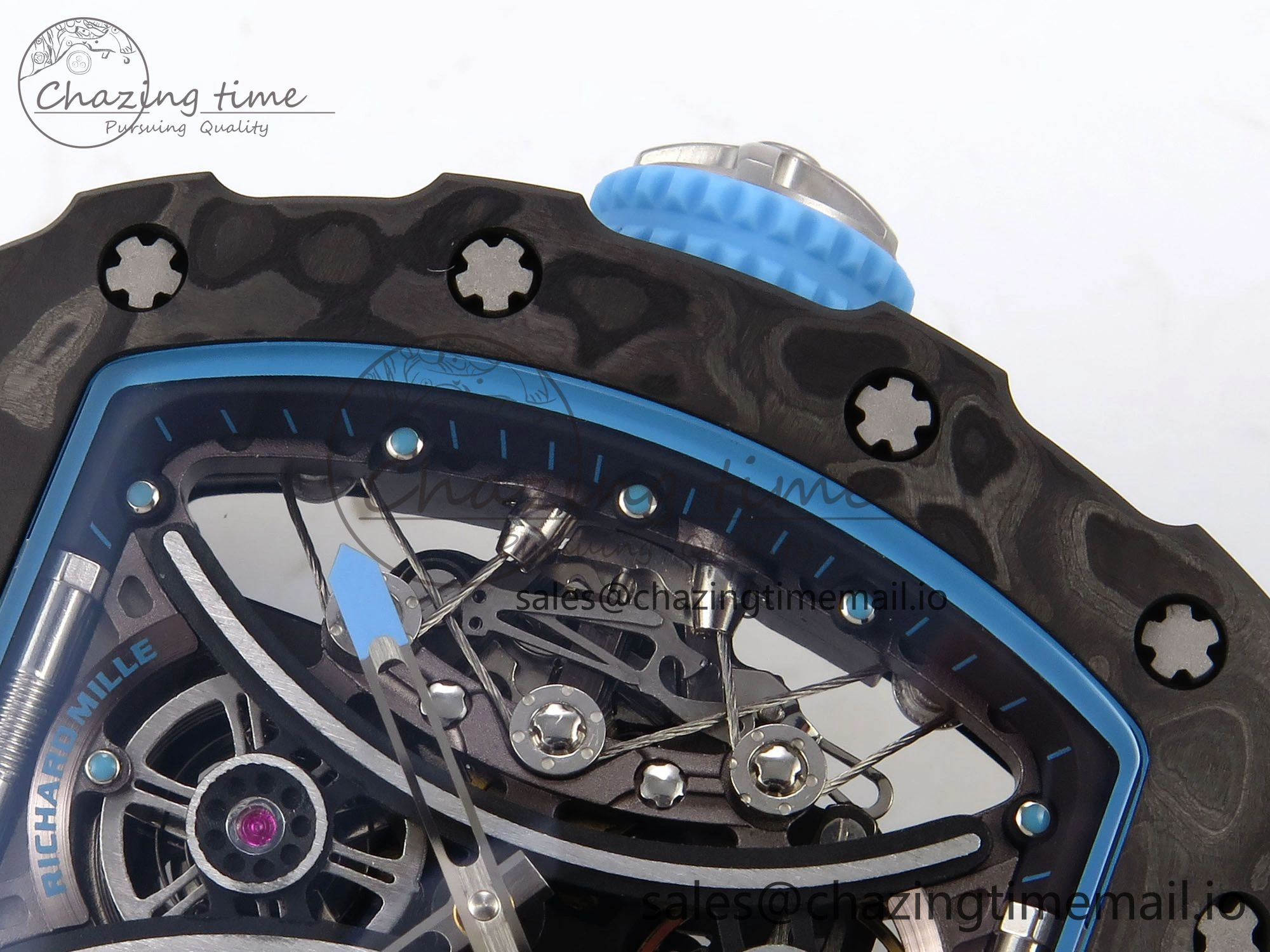 RM053-01 Real Forge Carbon JBF Best Edition Skeleton Dial on Black Rubber Strap Asian Movement