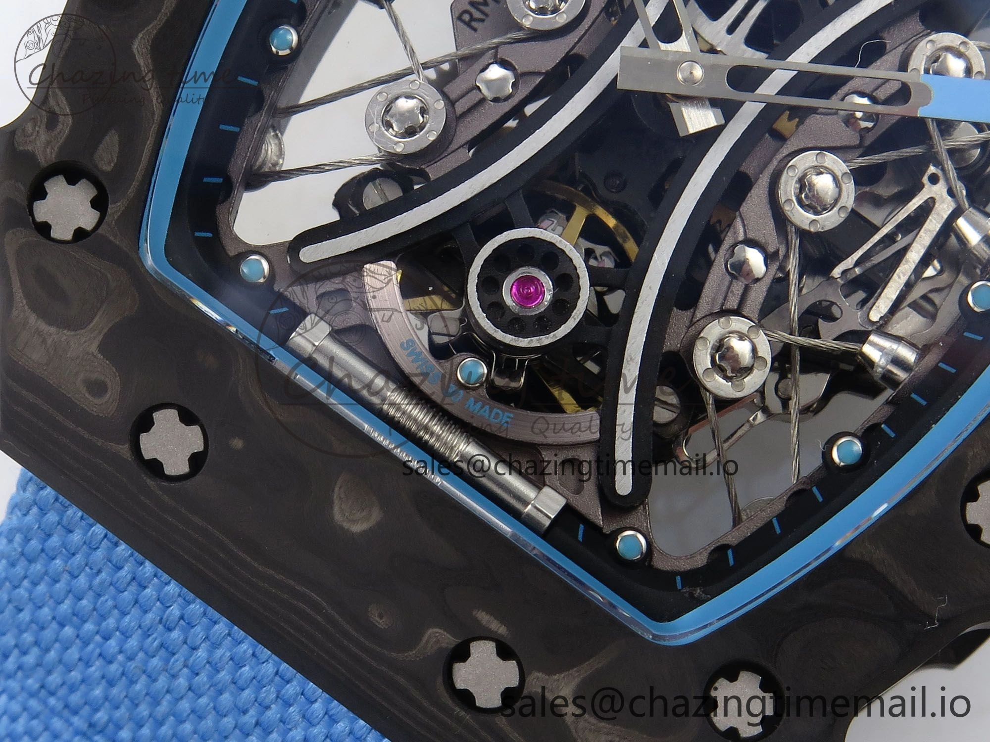 RM053-01 Real Forge Carbon JBF Best Edition Skeleton Dial on Blue Nylon Strap Asian Movement