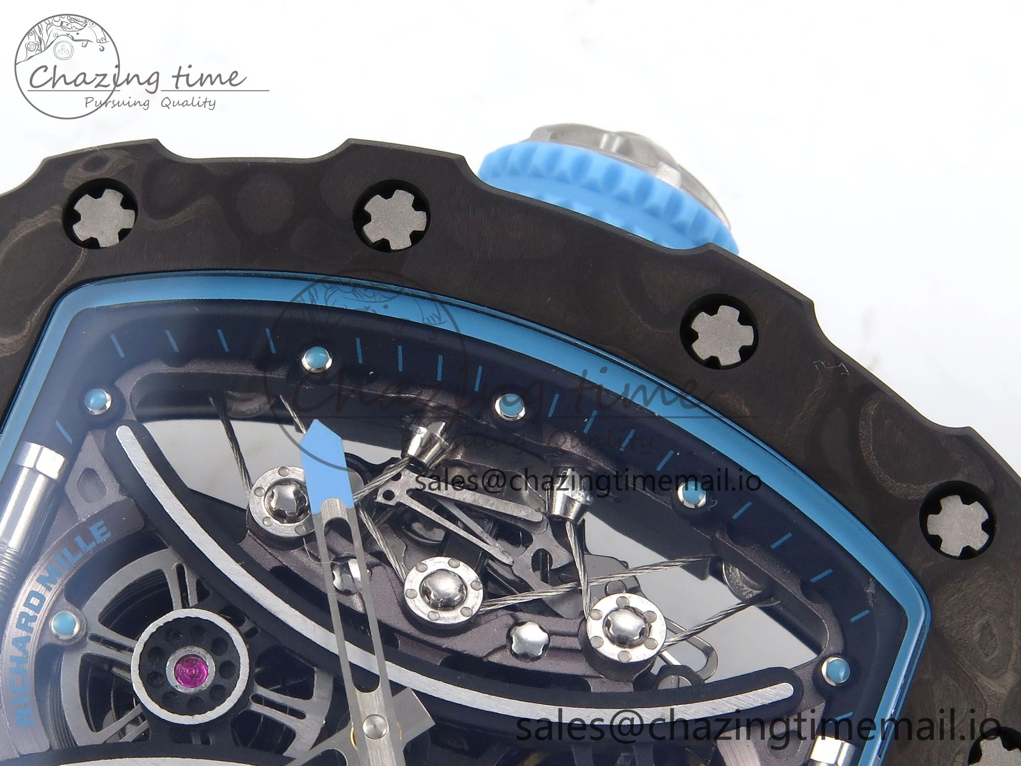 RM053-01 Real Forge Carbon JBF Best Edition Skeleton Dial on Blue Nylon Strap Asian Movement