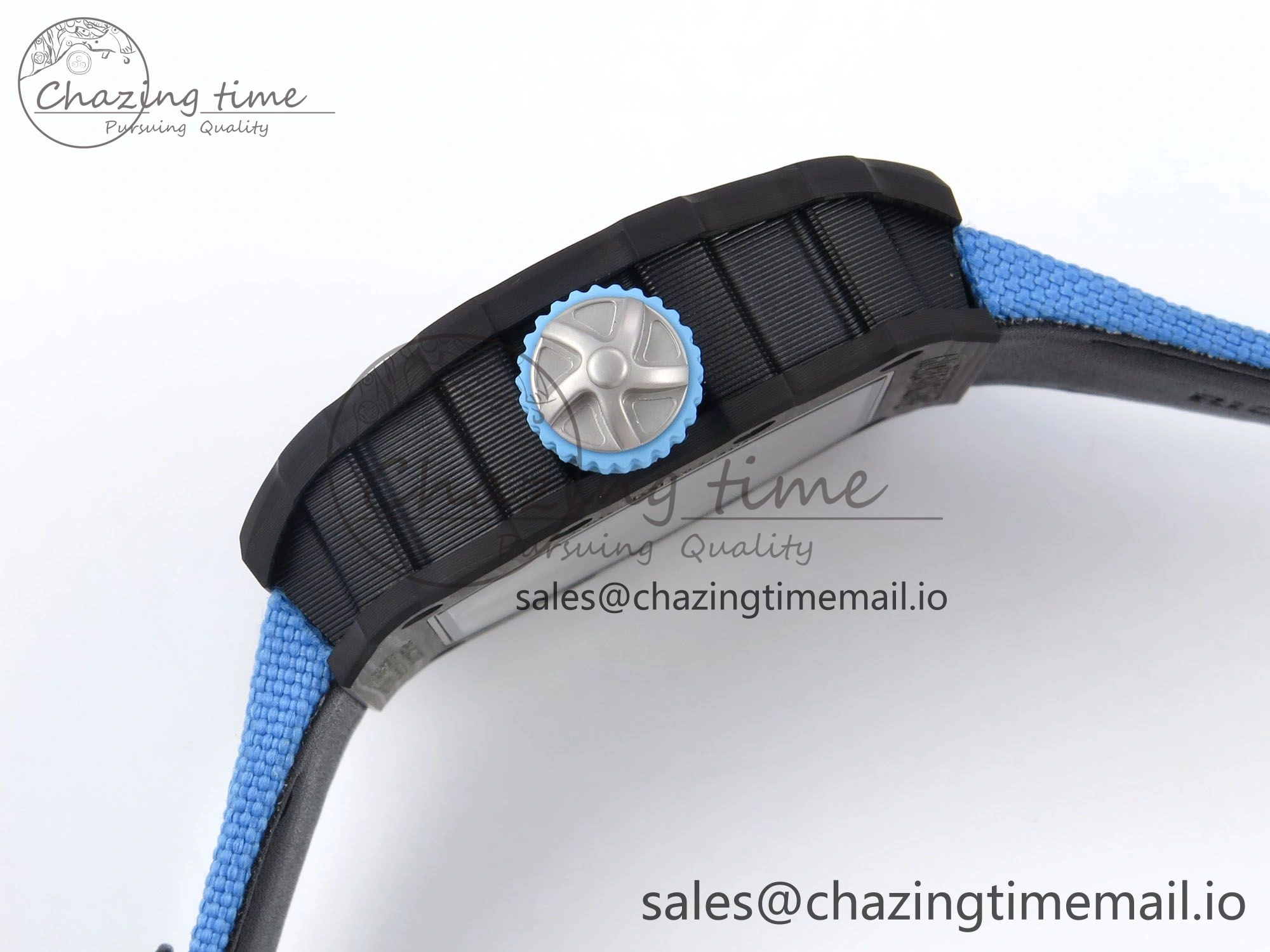 RM053-01 Real Forge Carbon JBF Best Edition Skeleton Dial on Blue Nylon Strap Asian Movement