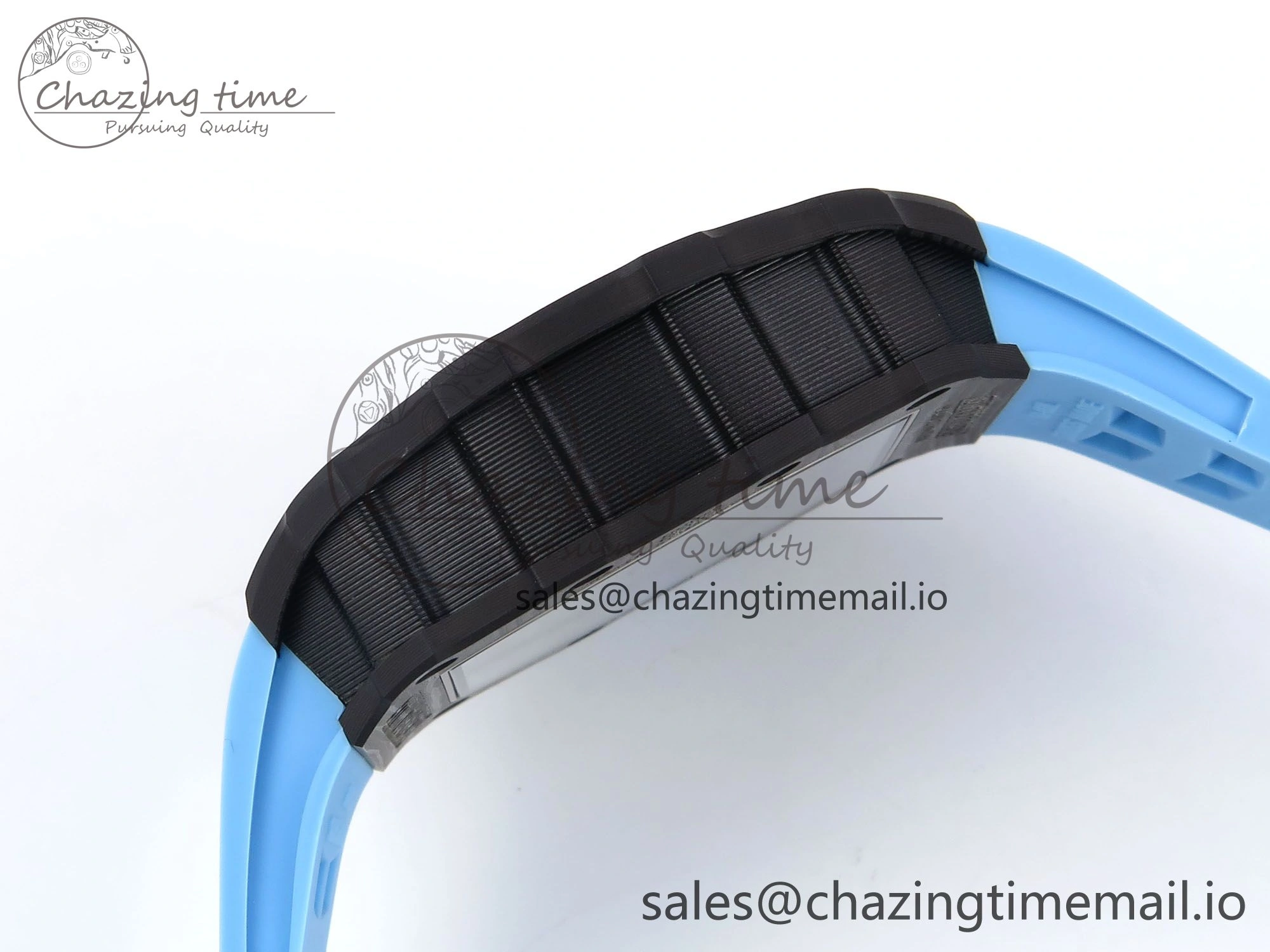 RM053-01 Real Forge Carbon JBF Best Edition Skeleton Dial on Blue Rubber Strap Asian Movement
