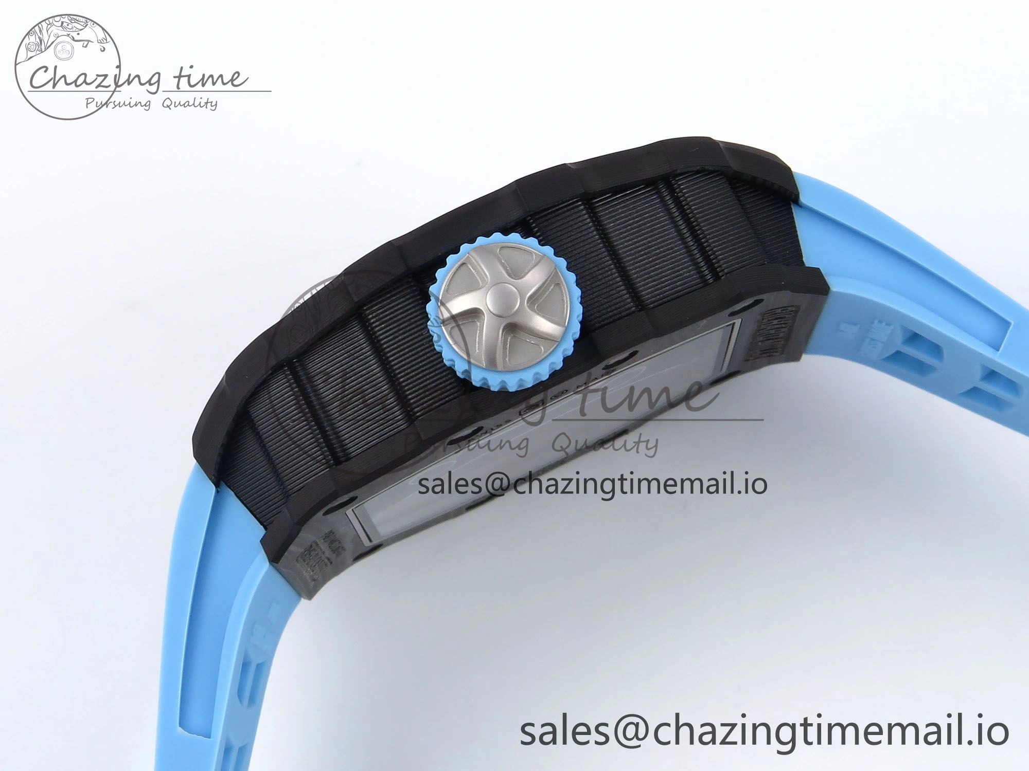 RM053-01 Real Forge Carbon JBF Best Edition Skeleton Dial on Blue Rubber Strap Asian Movement
