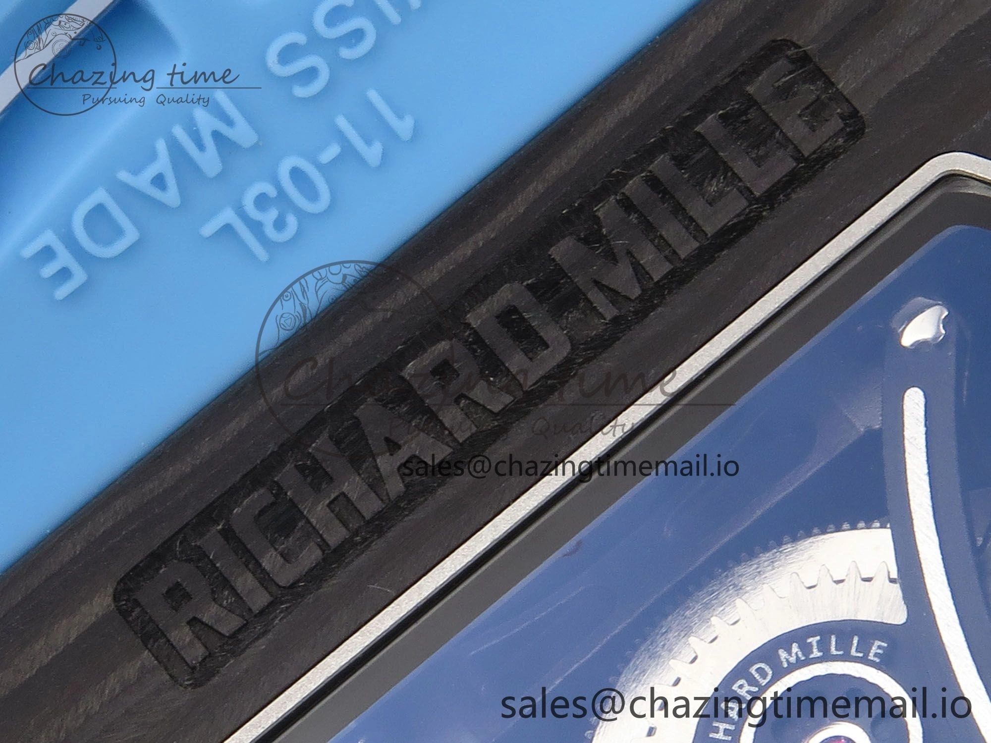 RM053-01 Real Forge Carbon JBF Best Edition Skeleton Dial on Blue Rubber Strap Asian Movement