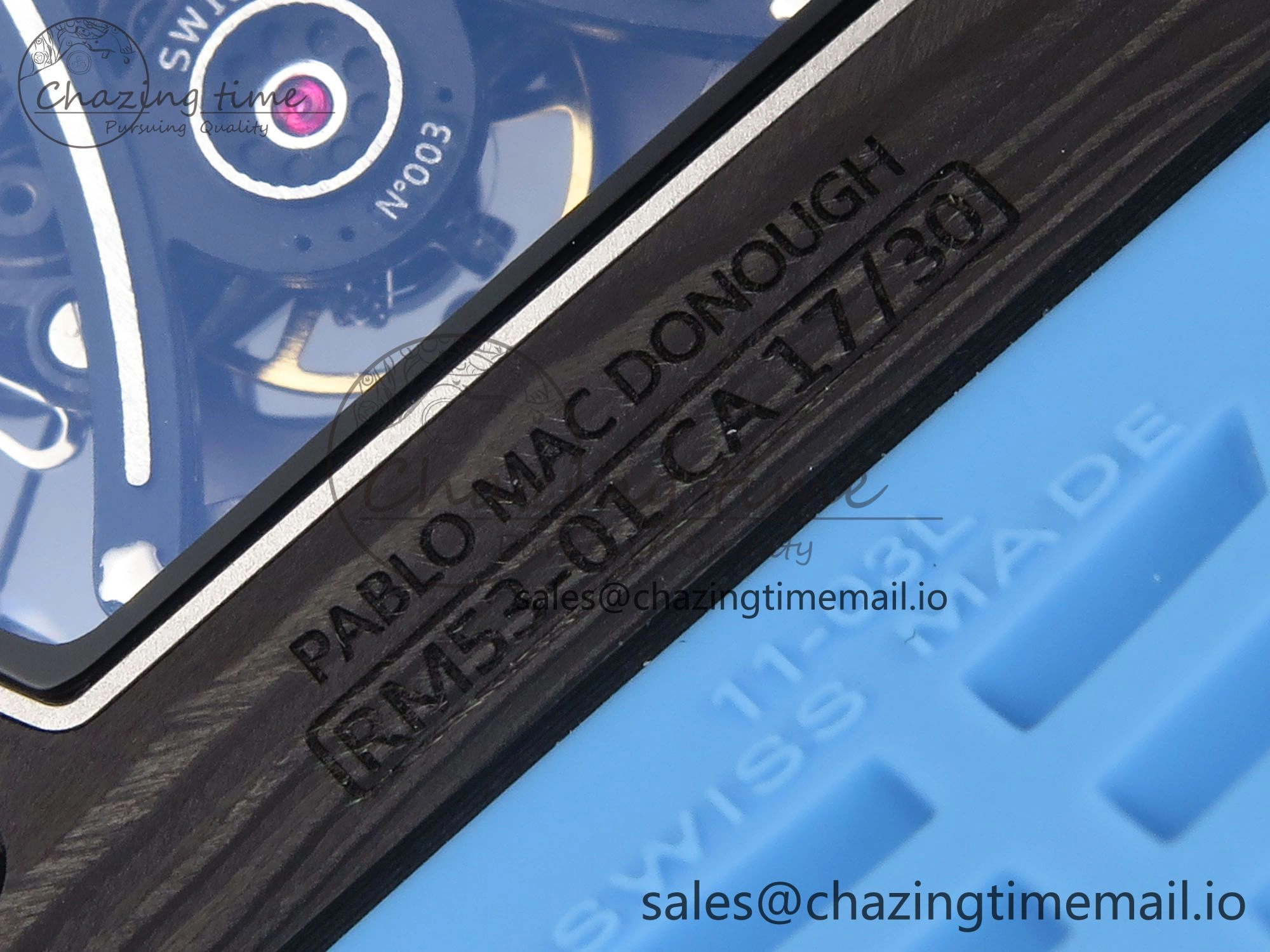 RM053-01 Real Forge Carbon JBF Best Edition Skeleton Dial on Blue Rubber Strap Asian Movement