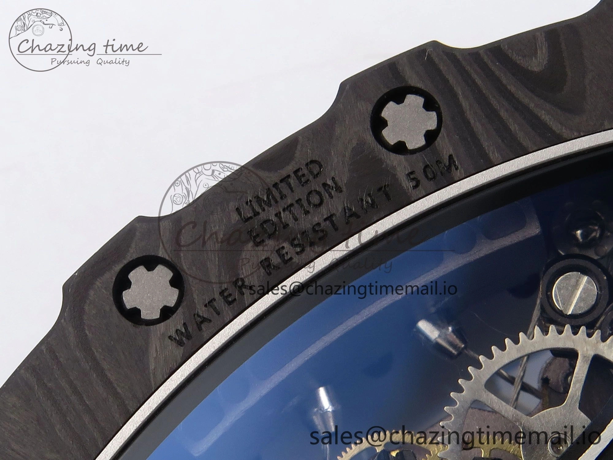 RM053-01 Real Forge Carbon JBF Best Edition Skeleton Dial on Blue Rubber Strap Asian Movement