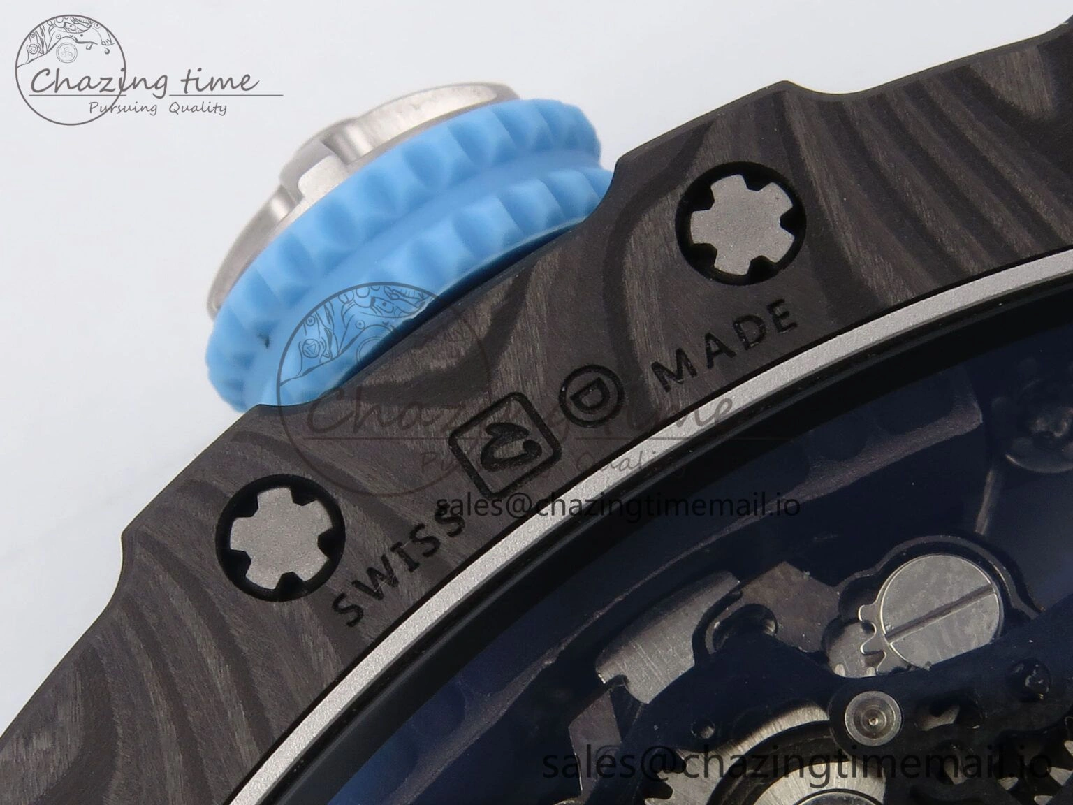 RM053-01 Real Forge Carbon JBF Best Edition Skeleton Dial on Blue Rubber Strap Asian Movement