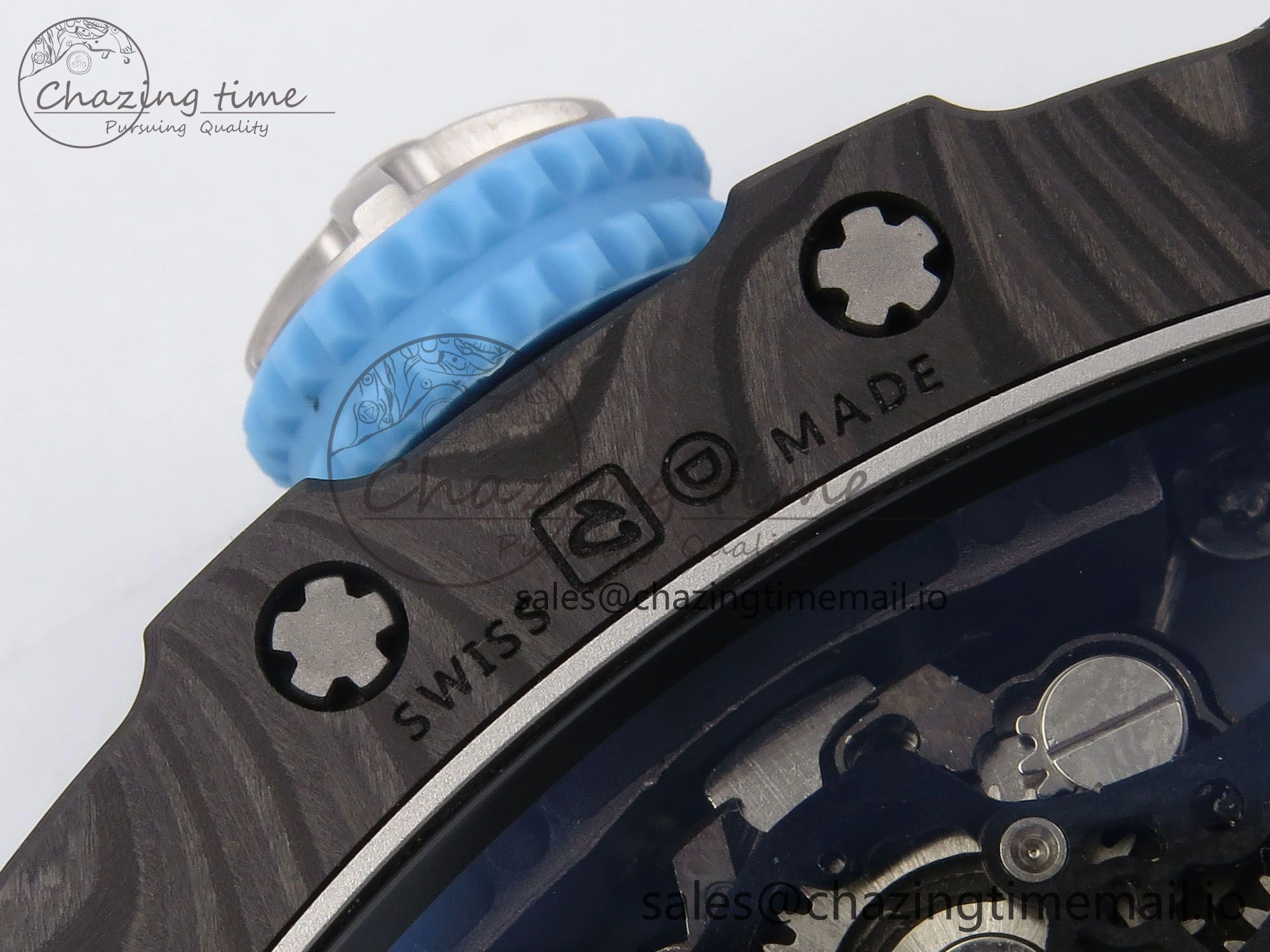 RM053-01 Real Forge Carbon JBF Best Edition Skeleton Dial on Blue Rubber Strap Asian Movement