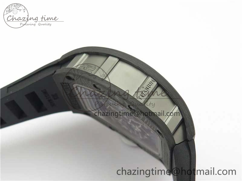 RM055-02 Real NTPT ZF 1:1 Best Edition Skeleton White Dial on Black Rubber Strap NH05A V3
