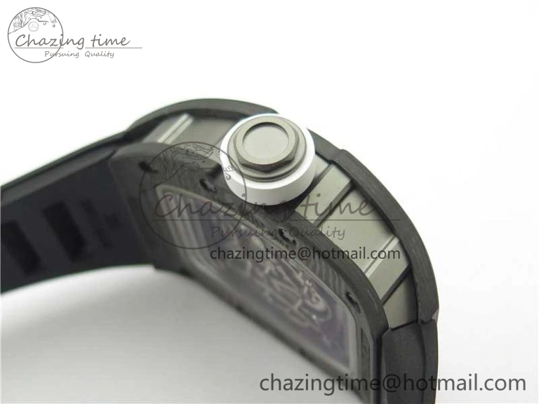 RM055-02 Real NTPT ZF 1:1 Best Edition Skeleton White Dial on Black Rubber Strap NH05A V3