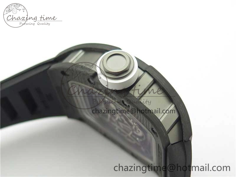 RM055-02 Real NTPT ZF 1:1 Best Edition Skeleton White Dial on Black Rubber Strap NH05A V3