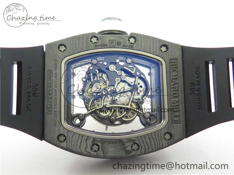 RM055-02 Real NTPT ZF 1:1 Best Edition Skeleton White Dial on Black Rubber Strap NH05A V3