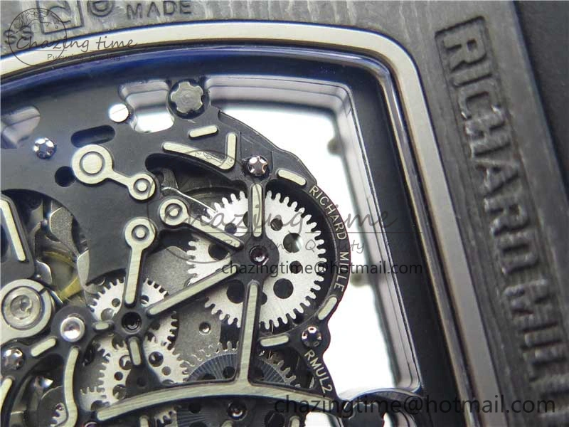 RM055-02 Real NTPT ZF 1:1 Best Edition Skeleton White Dial on Black Rubber Strap NH05A V3