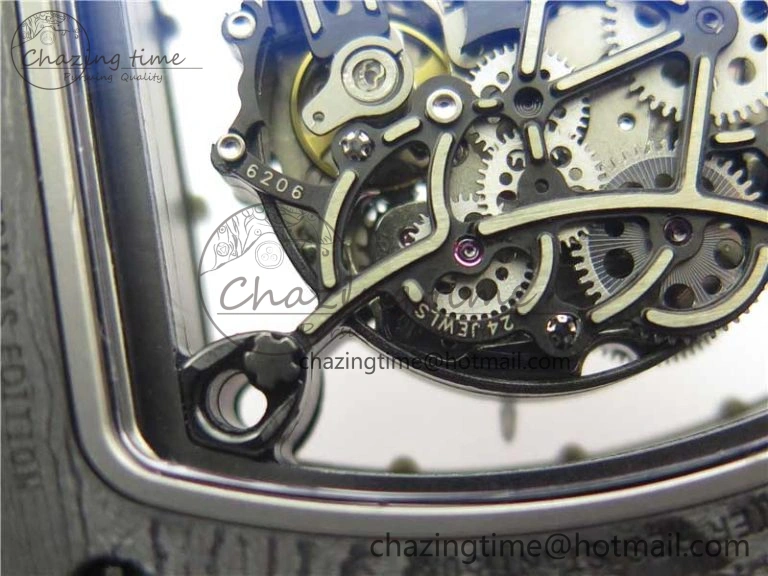 RM055-02 Real NTPT ZF 1:1 Best Edition Skeleton White Dial on Black Rubber Strap NH05A V3