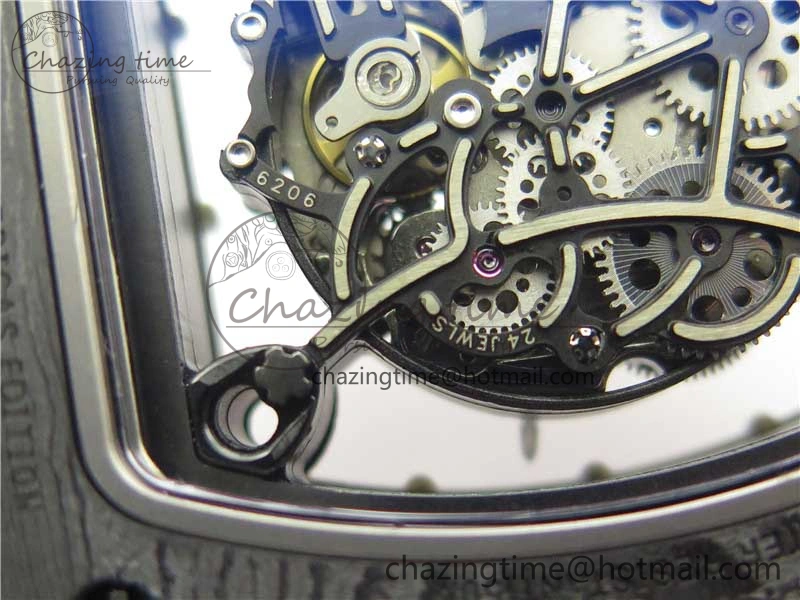 RM055-02 Real NTPT ZF 1:1 Best Edition Skeleton White Dial on Black Rubber Strap NH05A V3