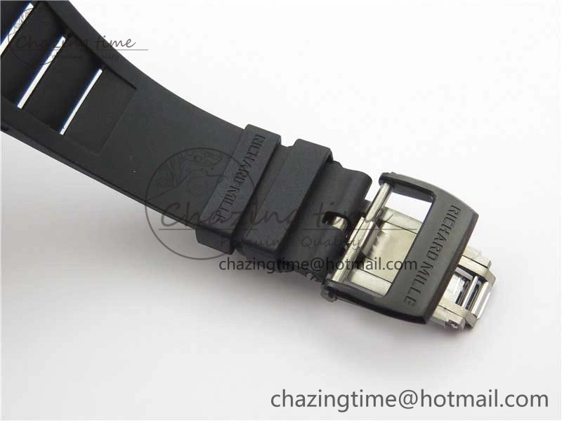 RM055-02 Real NTPT ZF 1:1 Best Edition Skeleton White Dial on Black Rubber Strap NH05A V3