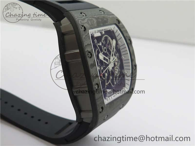 RM055-02 Real NTPT ZF 1:1 Best Edition Skeleton White Dial on Black Rubber Strap NH05A V3