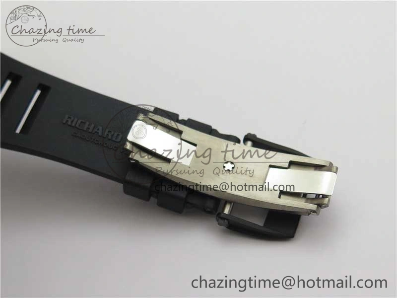 RM055-02 Real NTPT ZF 1:1 Best Edition Skeleton White Dial on Black Rubber Strap NH05A V3