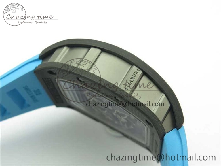 RM055-02 Real NTPT ZF 1:1 Best Edition Skeleton White Dial on Blue Rubber Strap NH05A V3