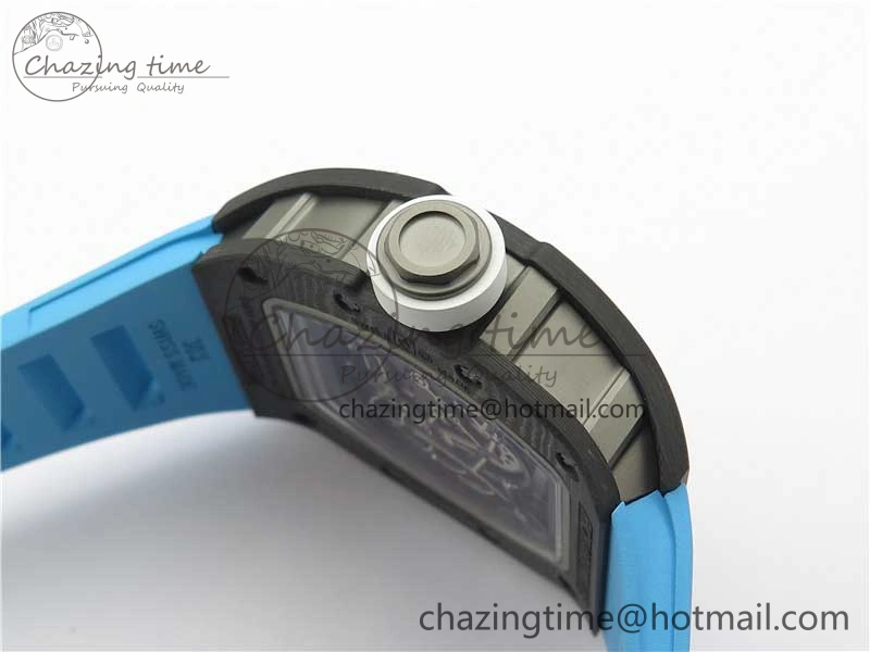 RM055-02 Real NTPT ZF 1:1 Best Edition Skeleton White Dial on Blue Rubber Strap NH05A V3
