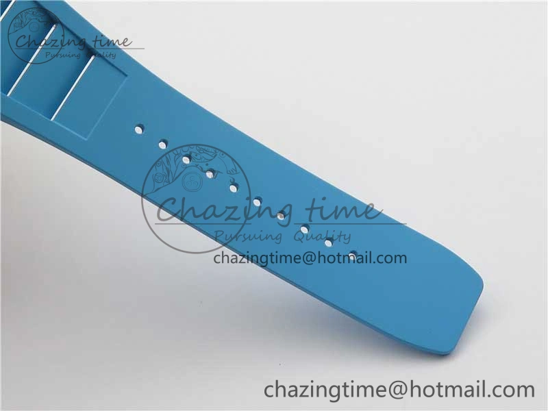 RM055-02 Real NTPT ZF 1:1 Best Edition Skeleton White Dial on Blue Rubber Strap NH05A V3