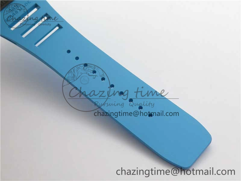 RM055-02 Real NTPT ZF 1:1 Best Edition Skeleton White Dial on Blue Rubber Strap NH05A V3