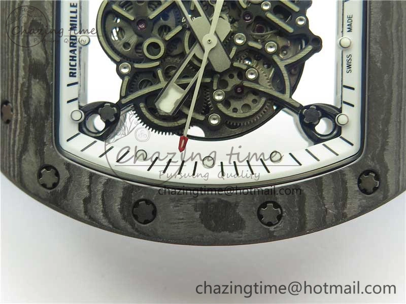 RM055-02 Real NTPT ZF 1:1 Best Edition Skeleton White Dial on Blue Rubber Strap NH05A V3