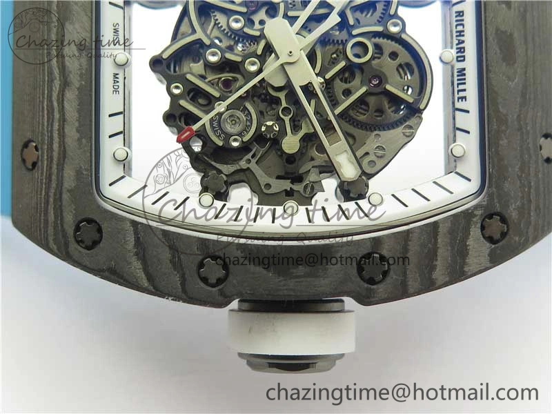 RM055-02 Real NTPT ZF 1:1 Best Edition Skeleton White Dial on Blue Rubber Strap NH05A V3